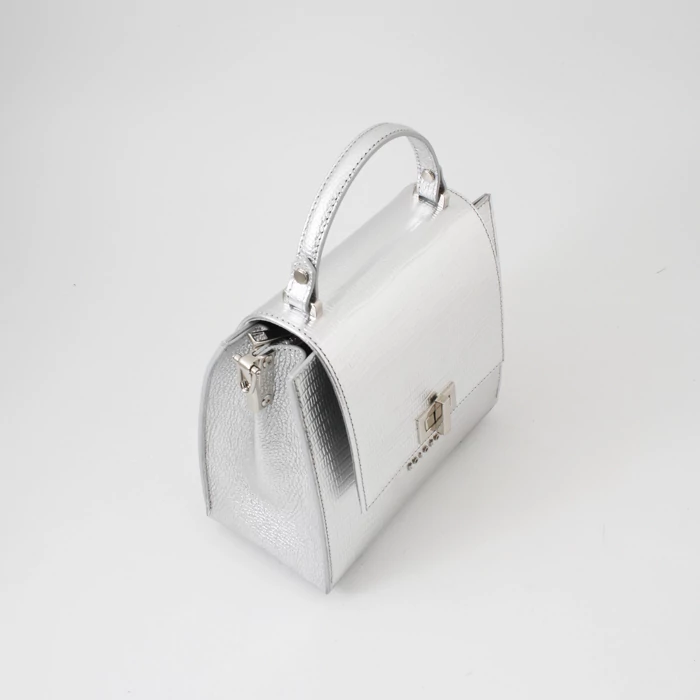 Kolokolo Lora kézitáska - ezüst mini krokó - 3