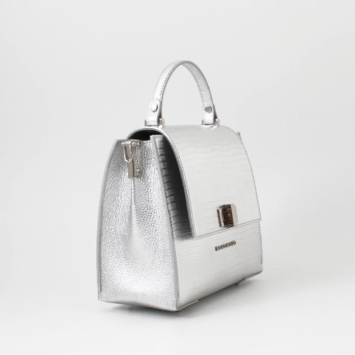 Kolokolo Lora kézitáska - ezüst mini krokó - 6