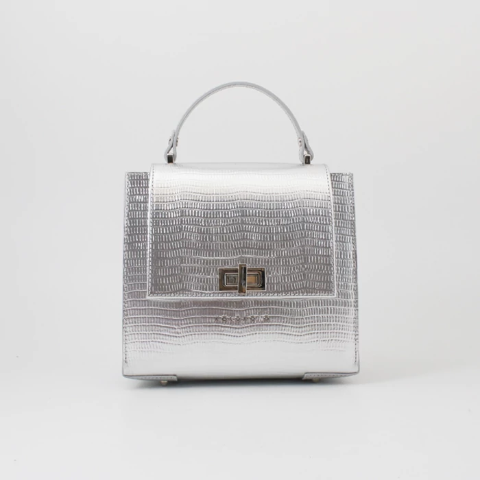 Kolokolo Lora kézitáska - ezüst mini krokó - 1