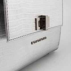 Kolokolo Lora kézitáska - ezüst mini krokó - 5