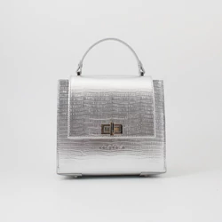 Kolokolo Lora kézitáska - ezüst mini krokó - 1