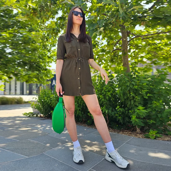 Benetton zöld crossbody bőrtáska