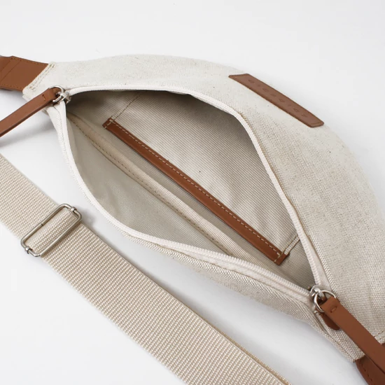Vászon-barna crossbody táska