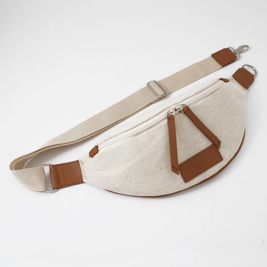 Vászon-barna crossbody táska állítható pántokkal