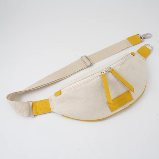 Vászon-sárga crossbody táska állítható pántokkal