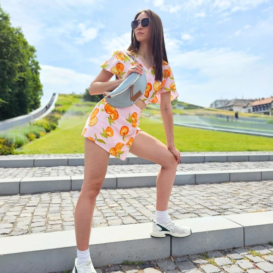 Farmer világoskék-barna crossbody táska