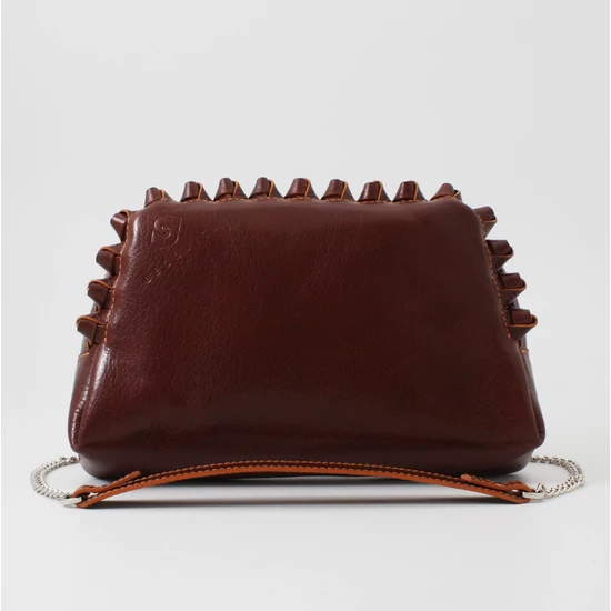 Női burgundi barna variálható láncos, bőrtáska