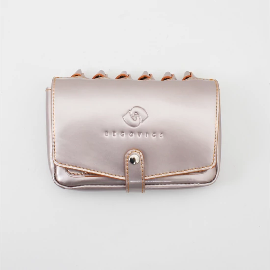 Mini metál rózsaszín bőr övtáska 