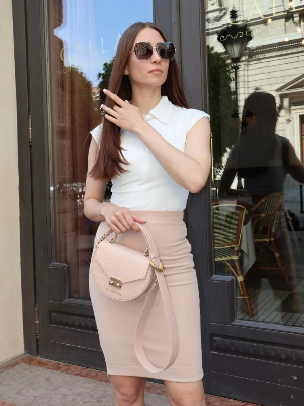 Bella púder körtáska különleges krokó bőrrel