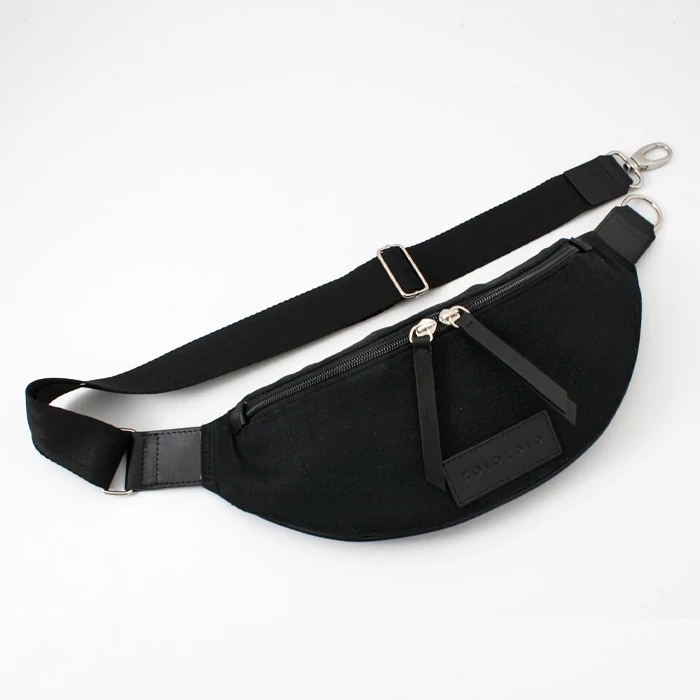 Fekete vászon crossbody táska állítható pántokkal