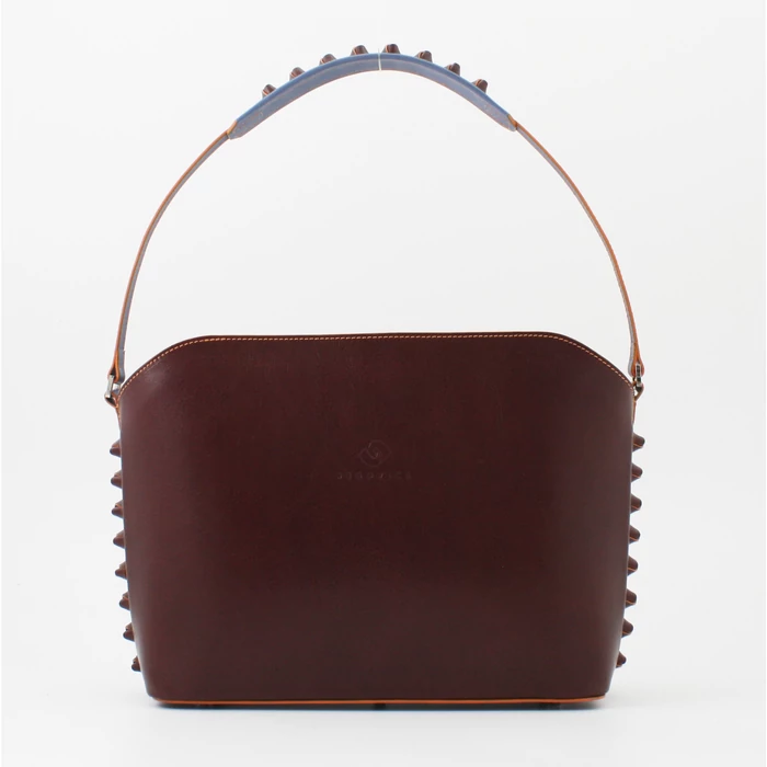 női bordós barna denimkék, bőr válltáska