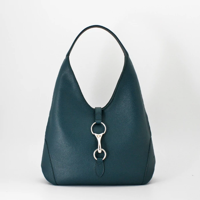 Petrolkék női válltáska egyedi záródással